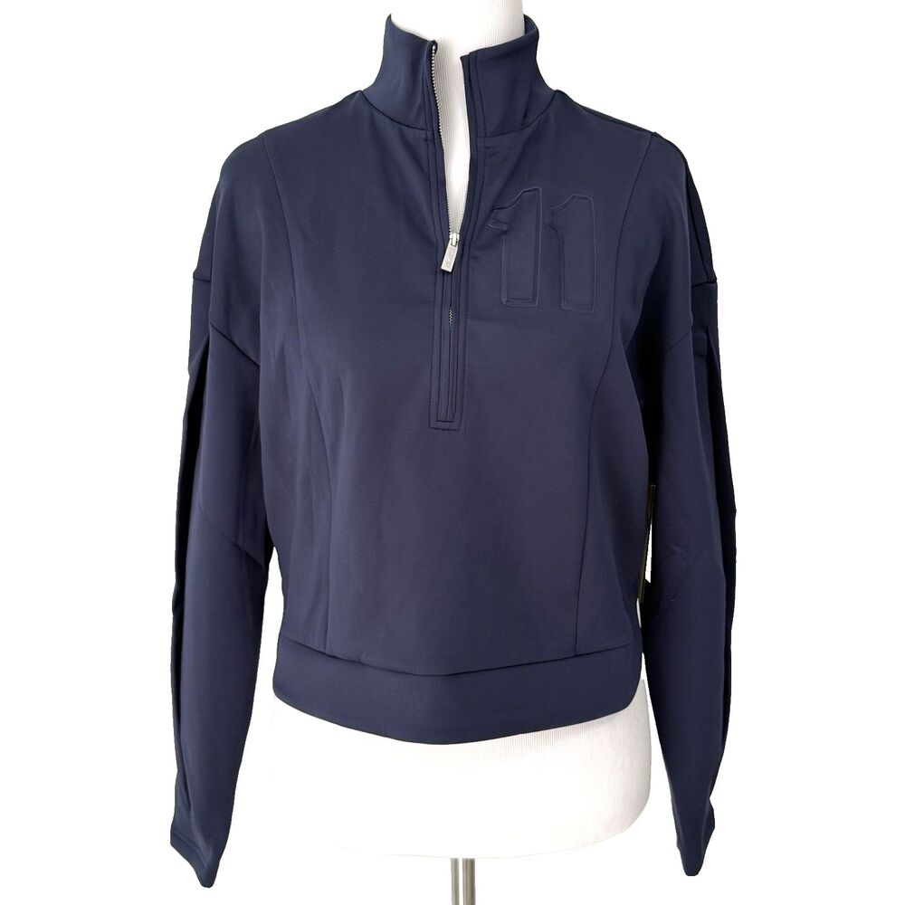 New EleVen by Venus Williams Be an Eleven 1/2 Zip Pullover Top Womens Small Navy